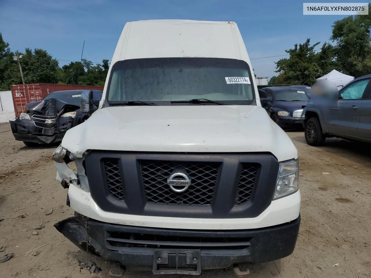 2015 Nissan Nv 2500 VIN: 1N6AF0LYXFN802875 Lot: 62917584