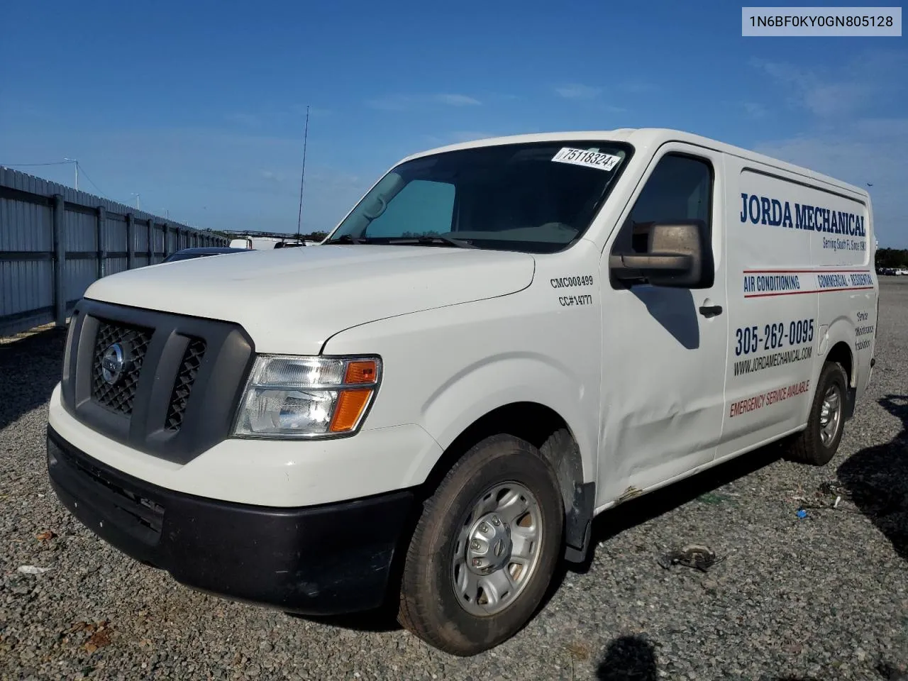 2016 Nissan Nv 1500 S VIN: 1N6BF0KY0GN805128 Lot: 75118324