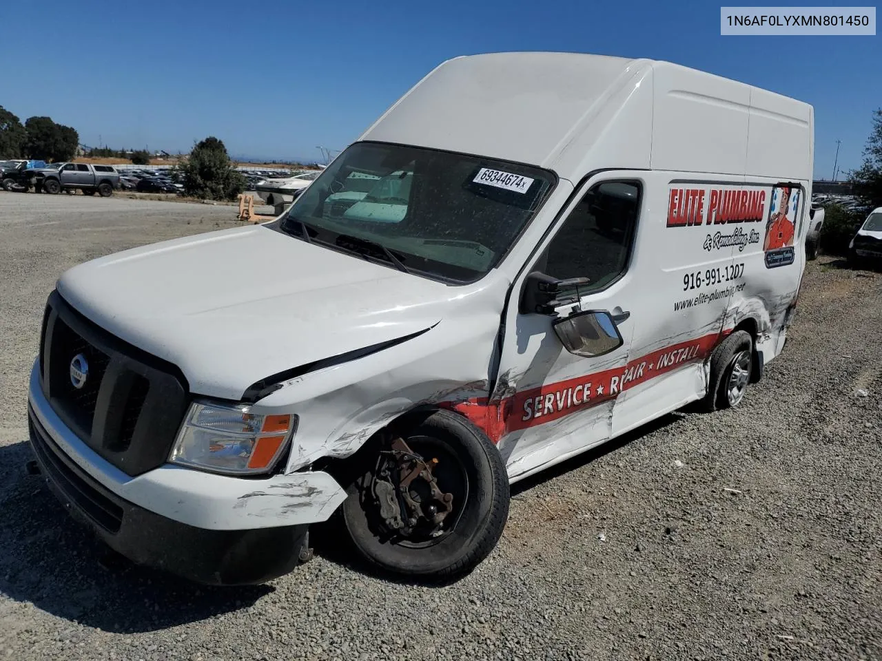 2021 Nissan Nv 2500 Sv VIN: 1N6AF0LYXMN801450 Lot: 69344674