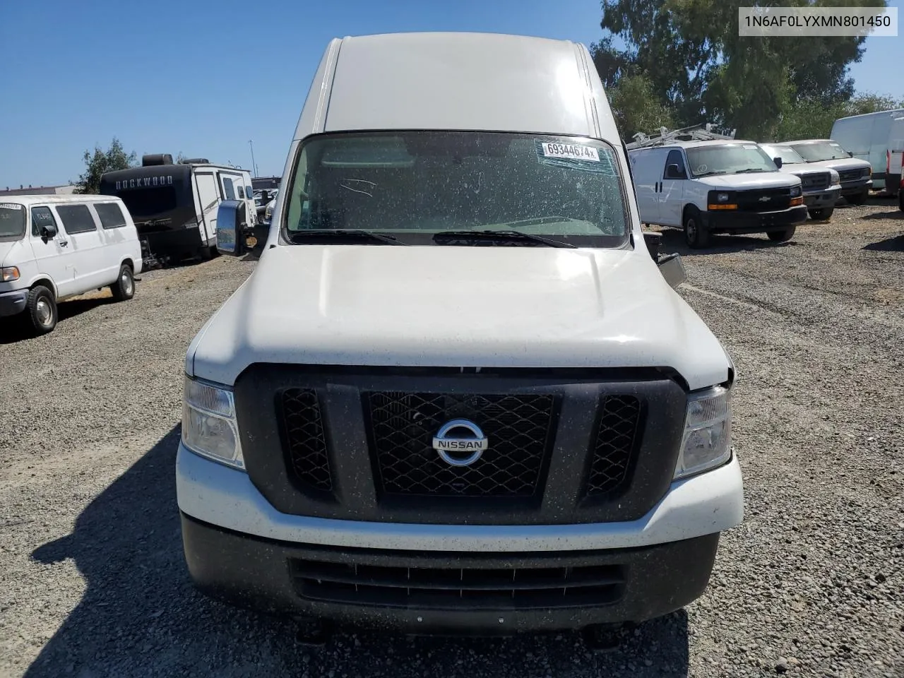 2021 Nissan Nv 2500 Sv VIN: 1N6AF0LYXMN801450 Lot: 69344674