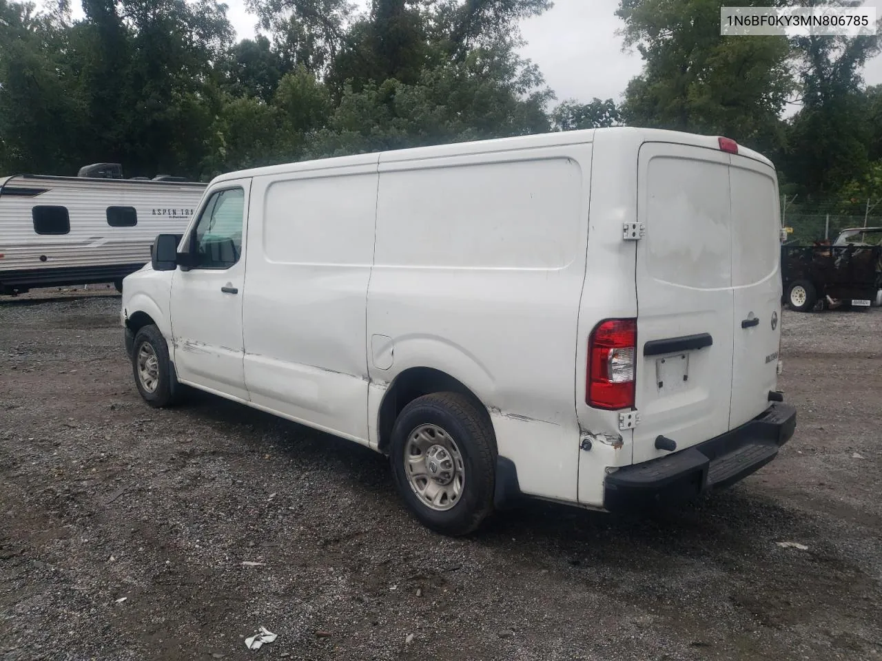 2021 Nissan Nv 2500 S VIN: 1N6BF0KY3MN806785 Lot: 77234424