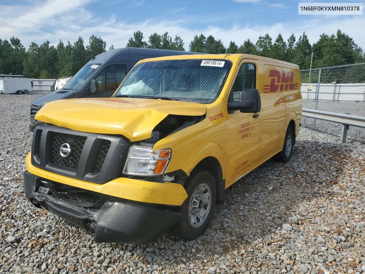 2021 Nissan Nv 2500 S VIN: 1N6BF0KYXMN810378 Lot: 80171284