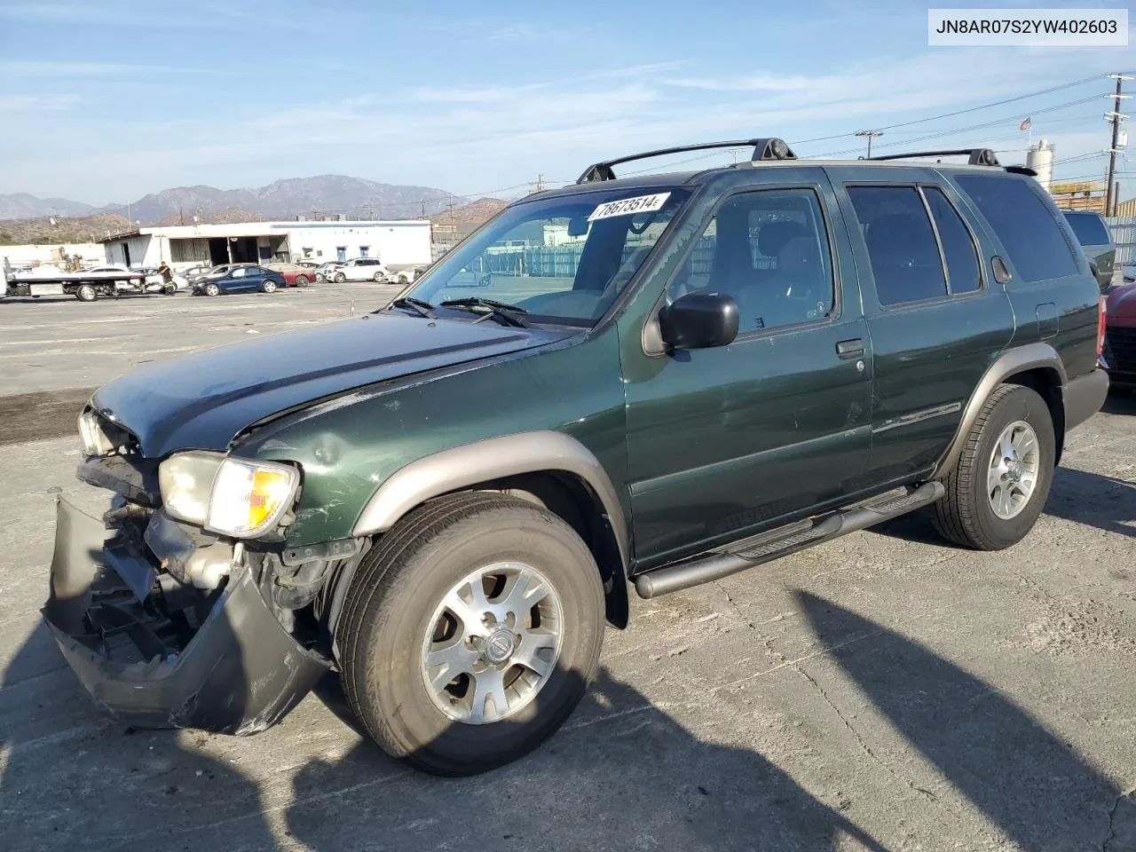 2000 Nissan Pathfinder Le VIN: JN8AR07S2YW402603 Lot: 78673514