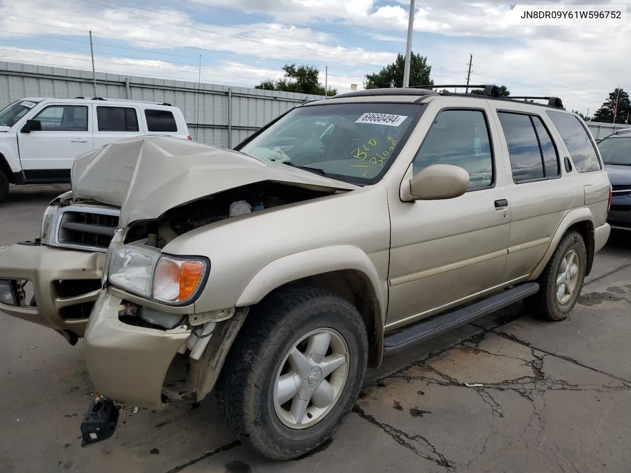 2001 Nissan Pathfinder Le VIN: JN8DR09Y61W596752 Lot: 69660494