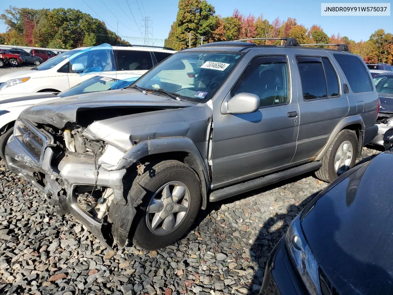 2001 Nissan Pathfinder Le VIN: JN8DR09Y91W575037 Lot: 76046594