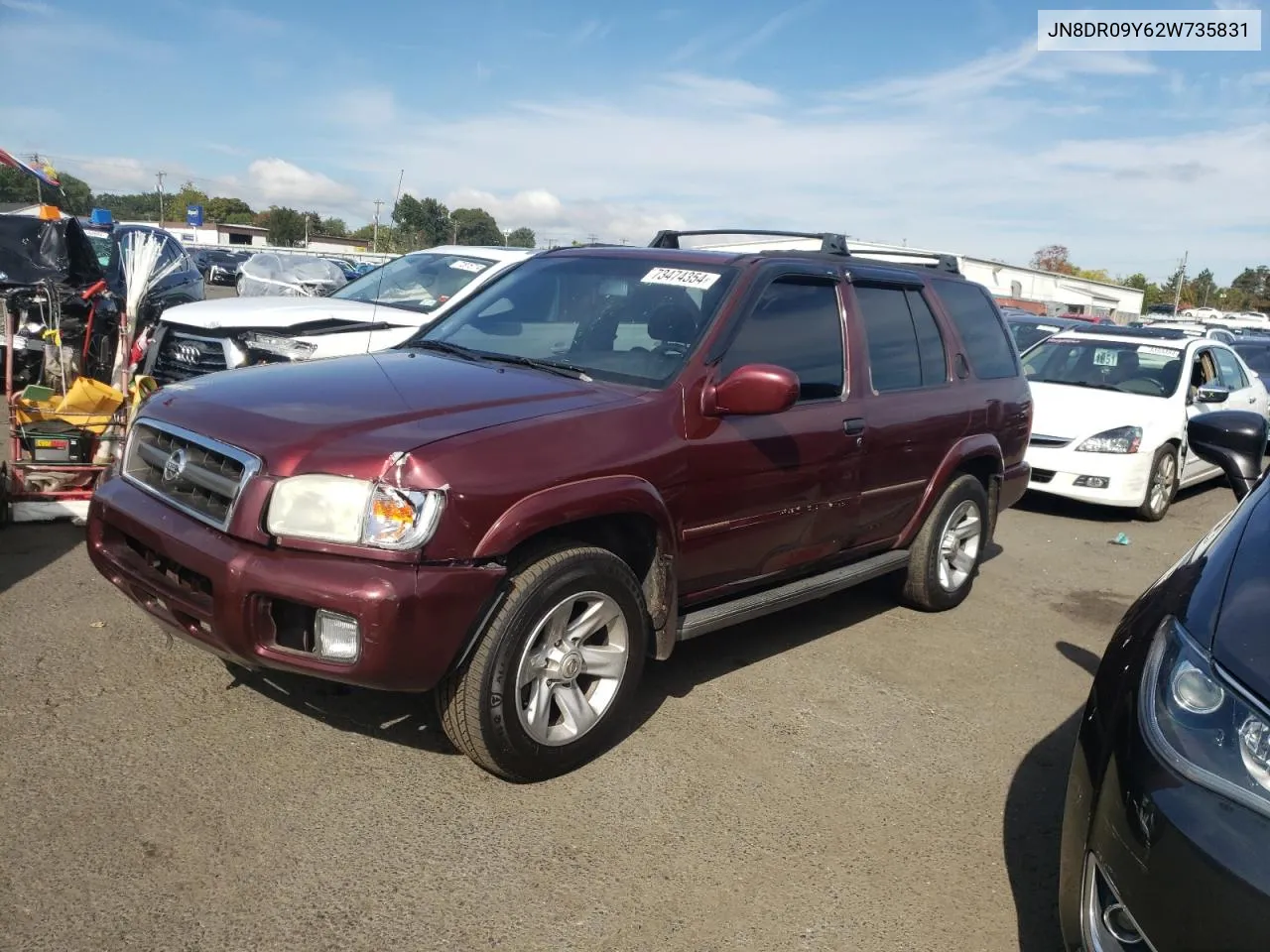 2002 Nissan Pathfinder Le VIN: JN8DR09Y62W735831 Lot: 73474354