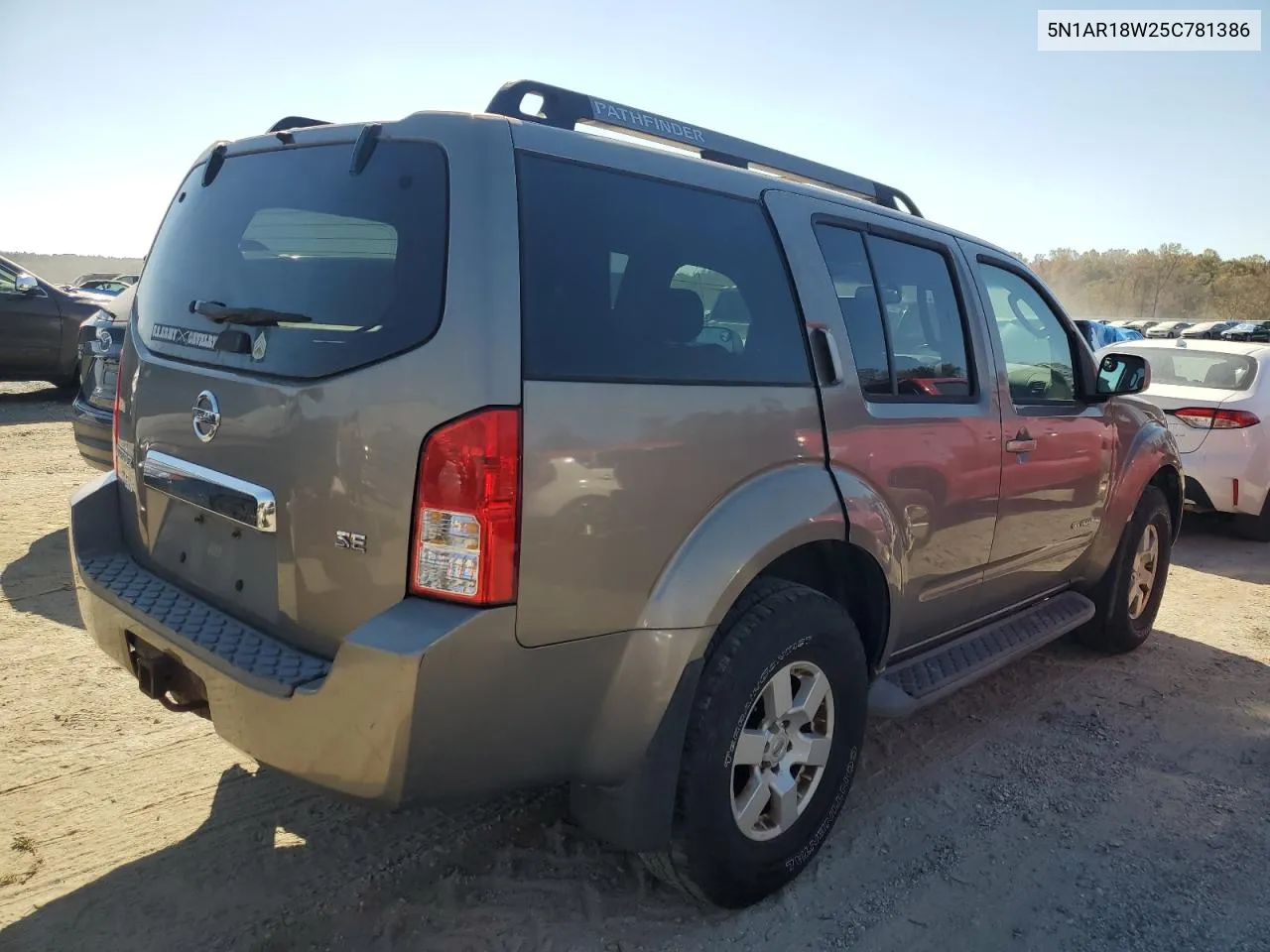 2005 Nissan Pathfinder Le VIN: 5N1AR18W25C781386 Lot: 77046834