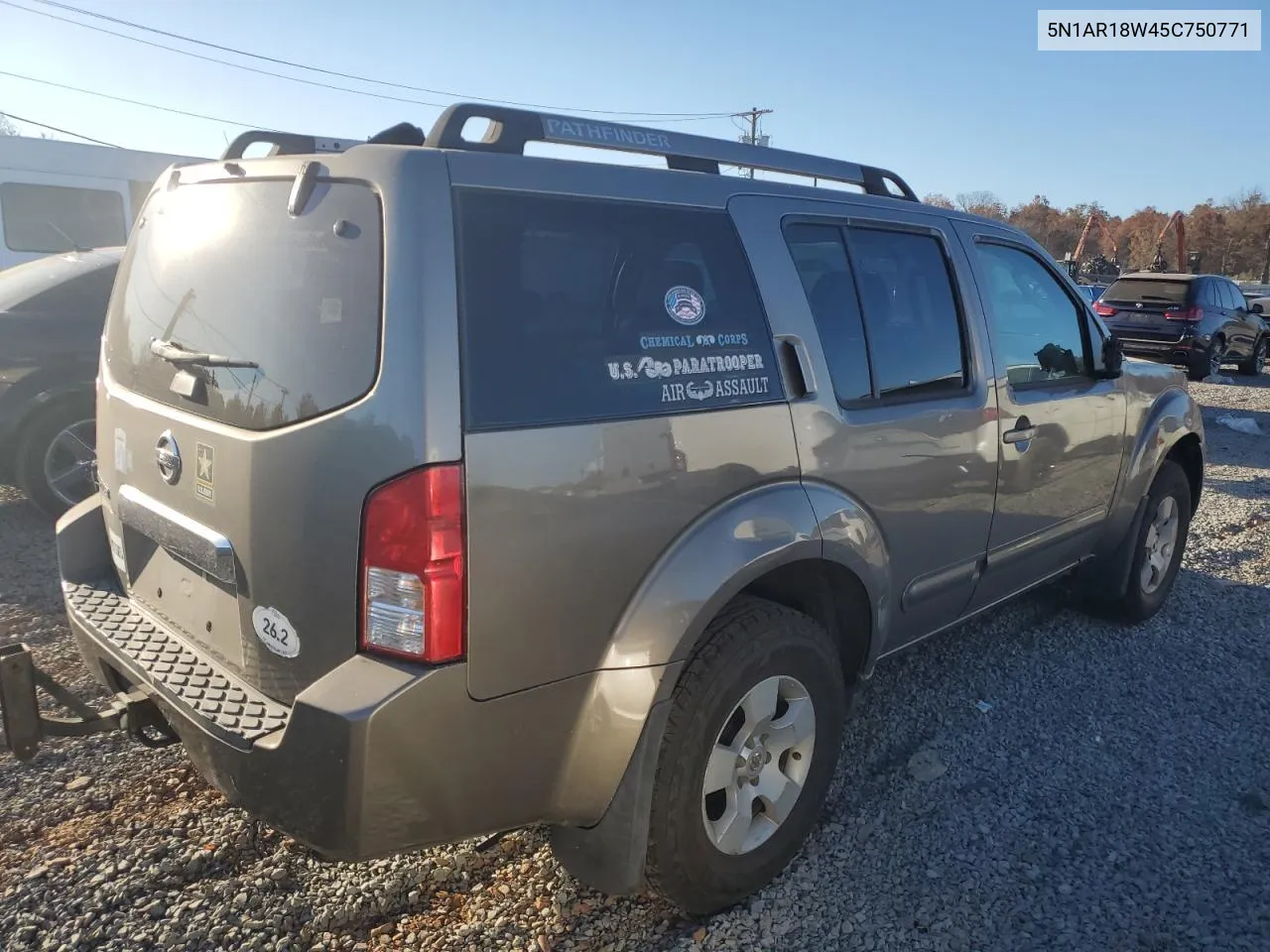 2005 Nissan Pathfinder Le VIN: 5N1AR18W45C750771 Lot: 77660844