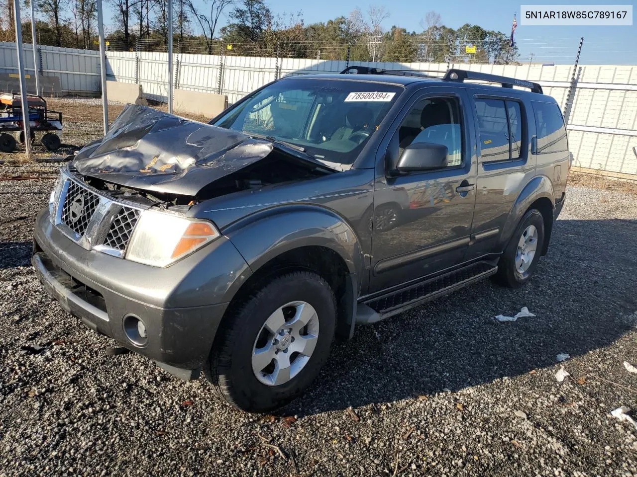 2005 Nissan Pathfinder Le VIN: 5N1AR18W85C789167 Lot: 78500394