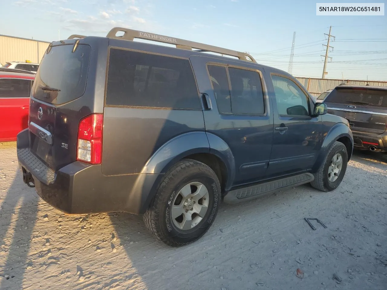 2006 Nissan Pathfinder Le VIN: 5N1AR18W26C651481 Lot: 76328544