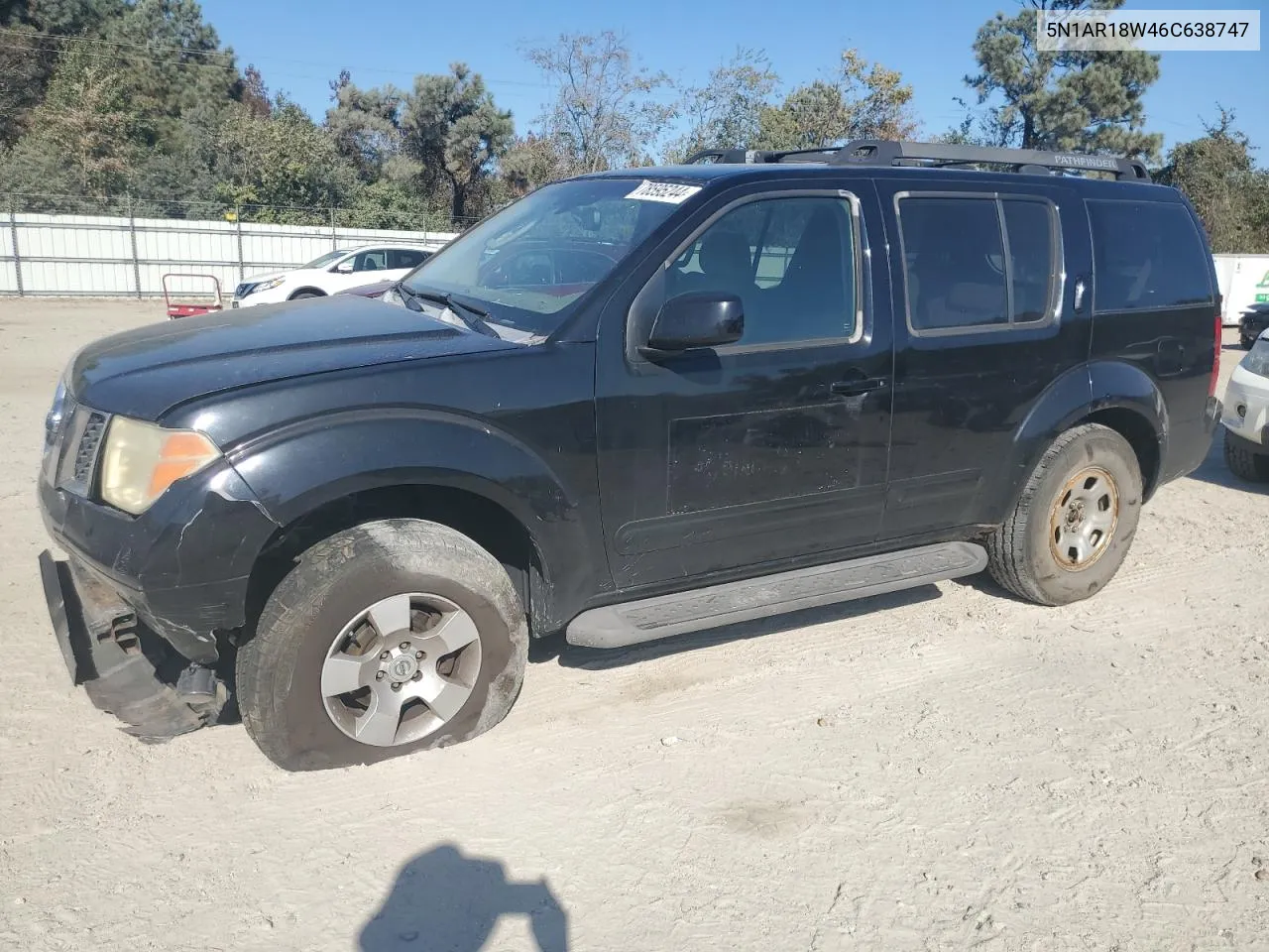 2006 Nissan Pathfinder Le VIN: 5N1AR18W46C638747 Lot: 78595244