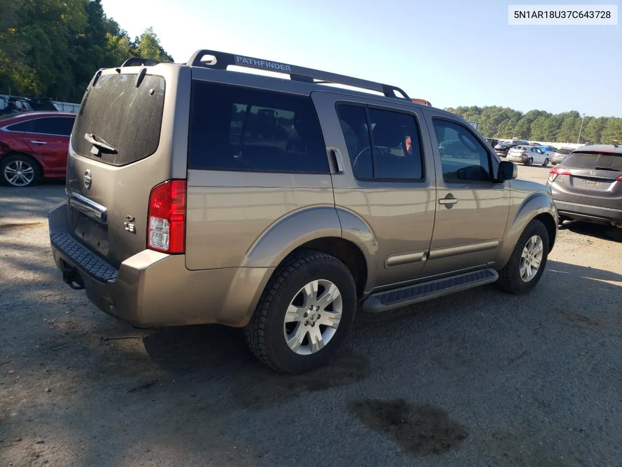 2007 Nissan Pathfinder Le VIN: 5N1AR18U37C643728 Lot: 74574614