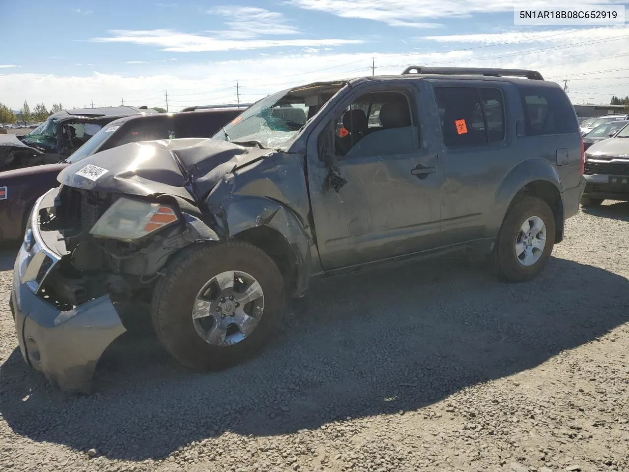 2008 Nissan Pathfinder S VIN: 5N1AR18B08C652919 Lot: 64284494