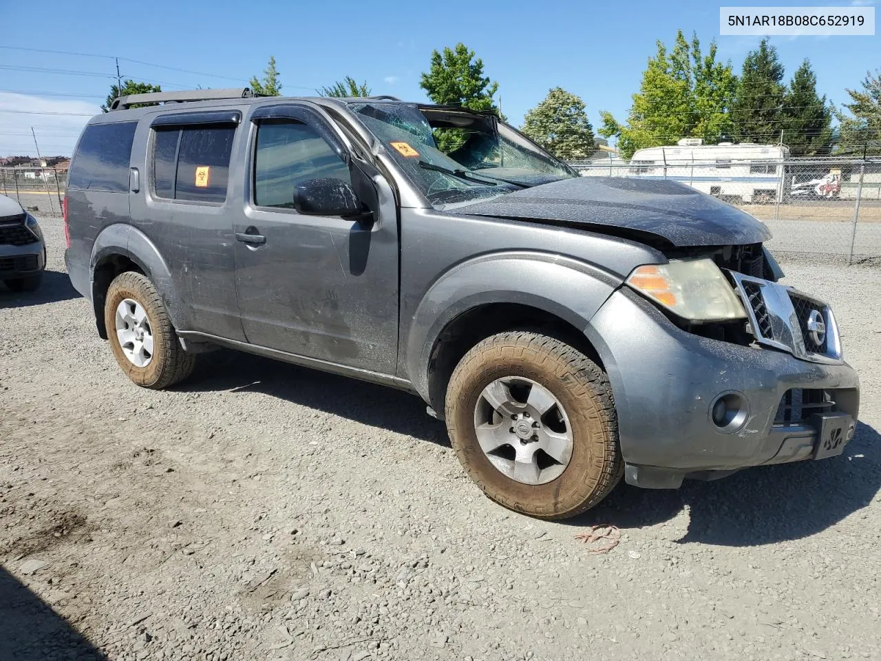 2008 Nissan Pathfinder S VIN: 5N1AR18B08C652919 Lot: 64284494