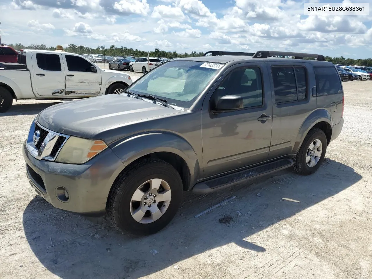 2008 Nissan Pathfinder S VIN: 5N1AR18U28C638361 Lot: 72143594