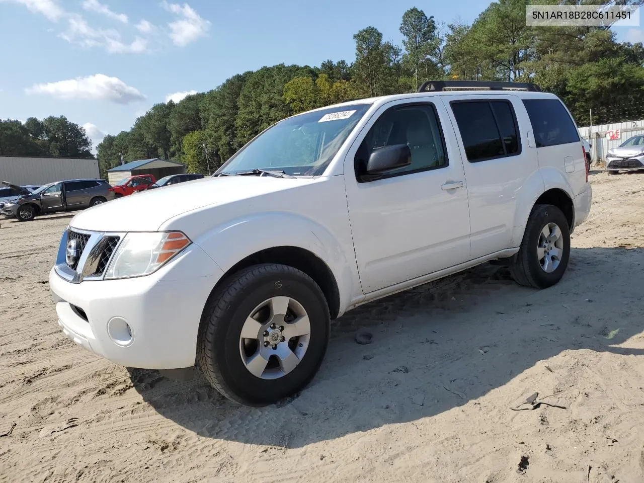 2008 Nissan Pathfinder S VIN: 5N1AR18B28C611451 Lot: 73286294