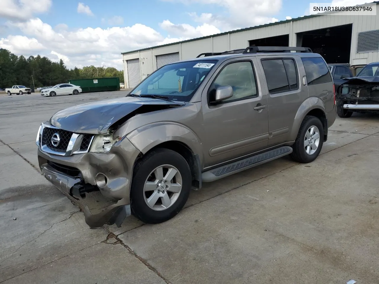 2008 Nissan Pathfinder S VIN: 5N1AR18U38C637946 Lot: 74011194