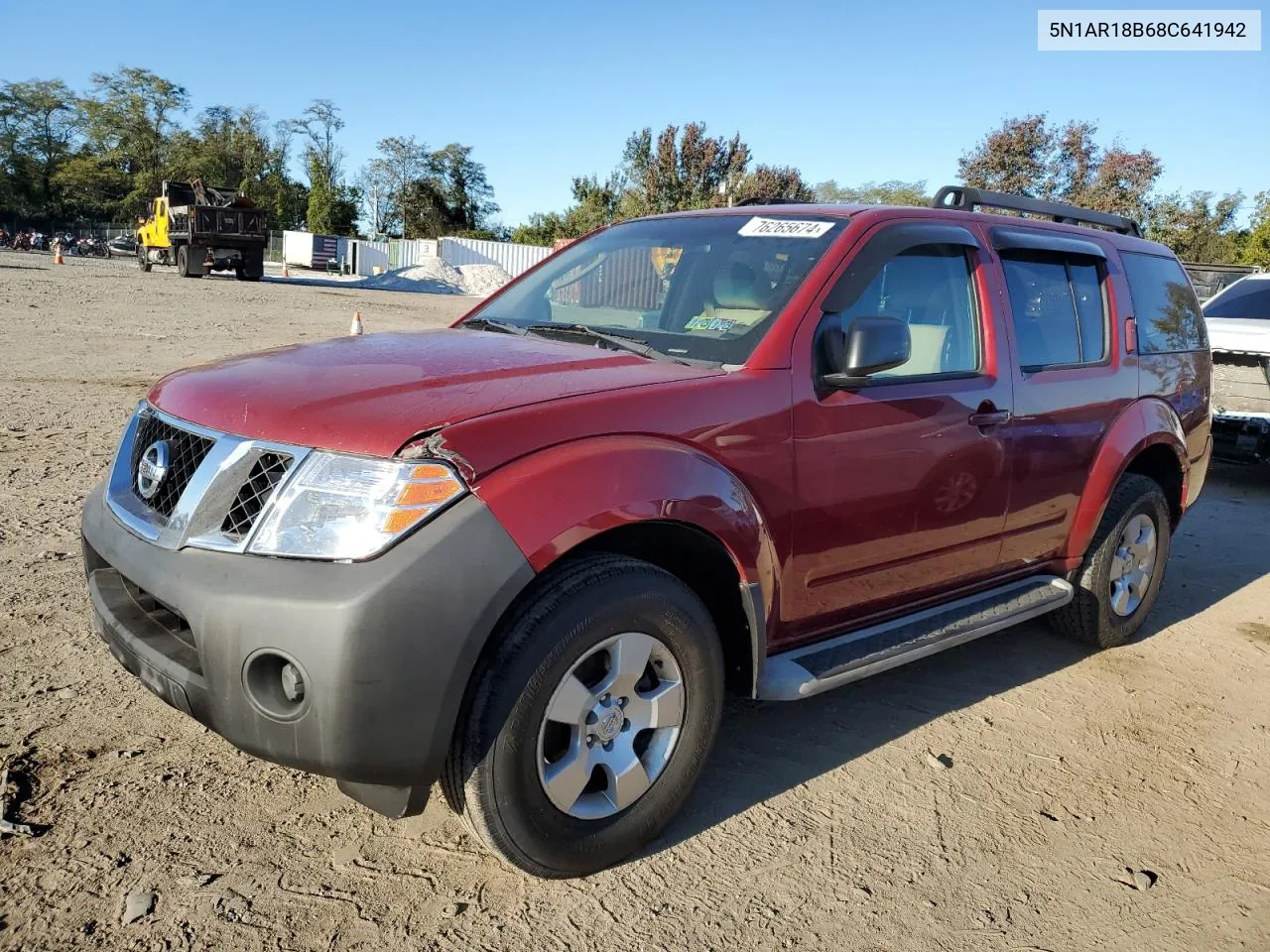 2008 Nissan Pathfinder S VIN: 5N1AR18B68C641942 Lot: 76265674