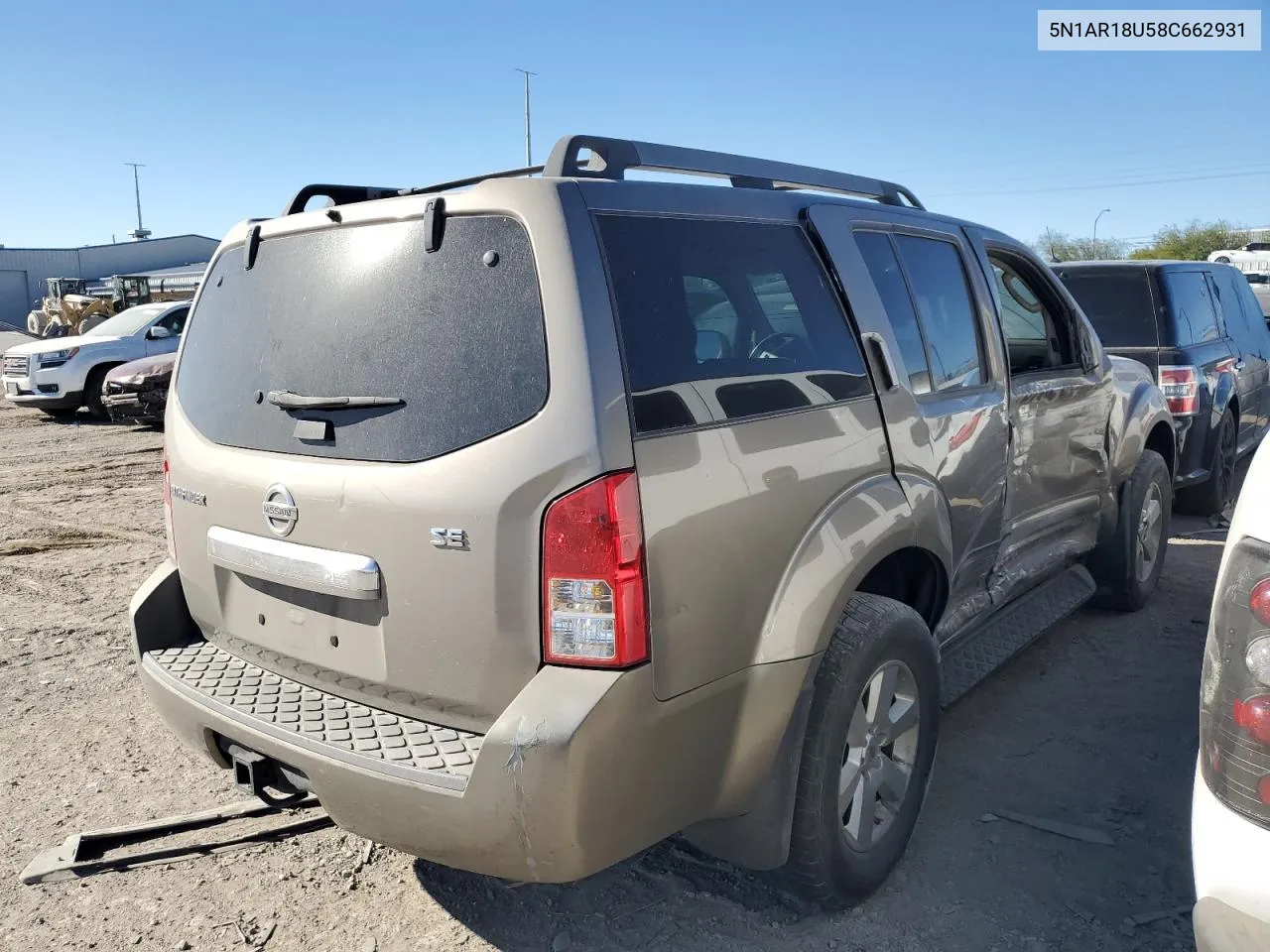 2008 Nissan Pathfinder S VIN: 5N1AR18U58C662931 Lot: 78761294