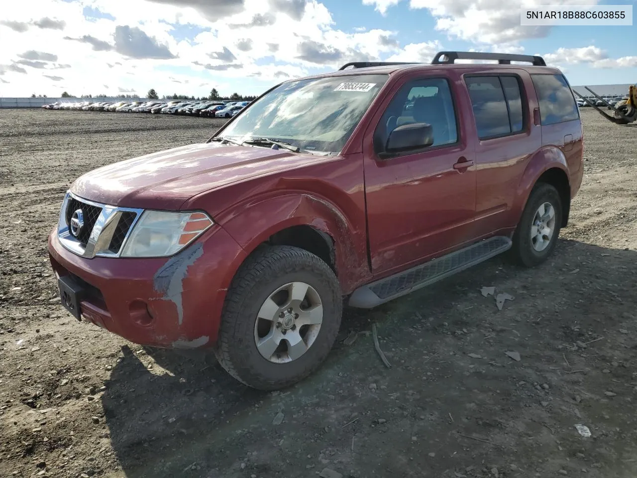 2008 Nissan Pathfinder S VIN: 5N1AR18B88C603855 Lot: 79853744