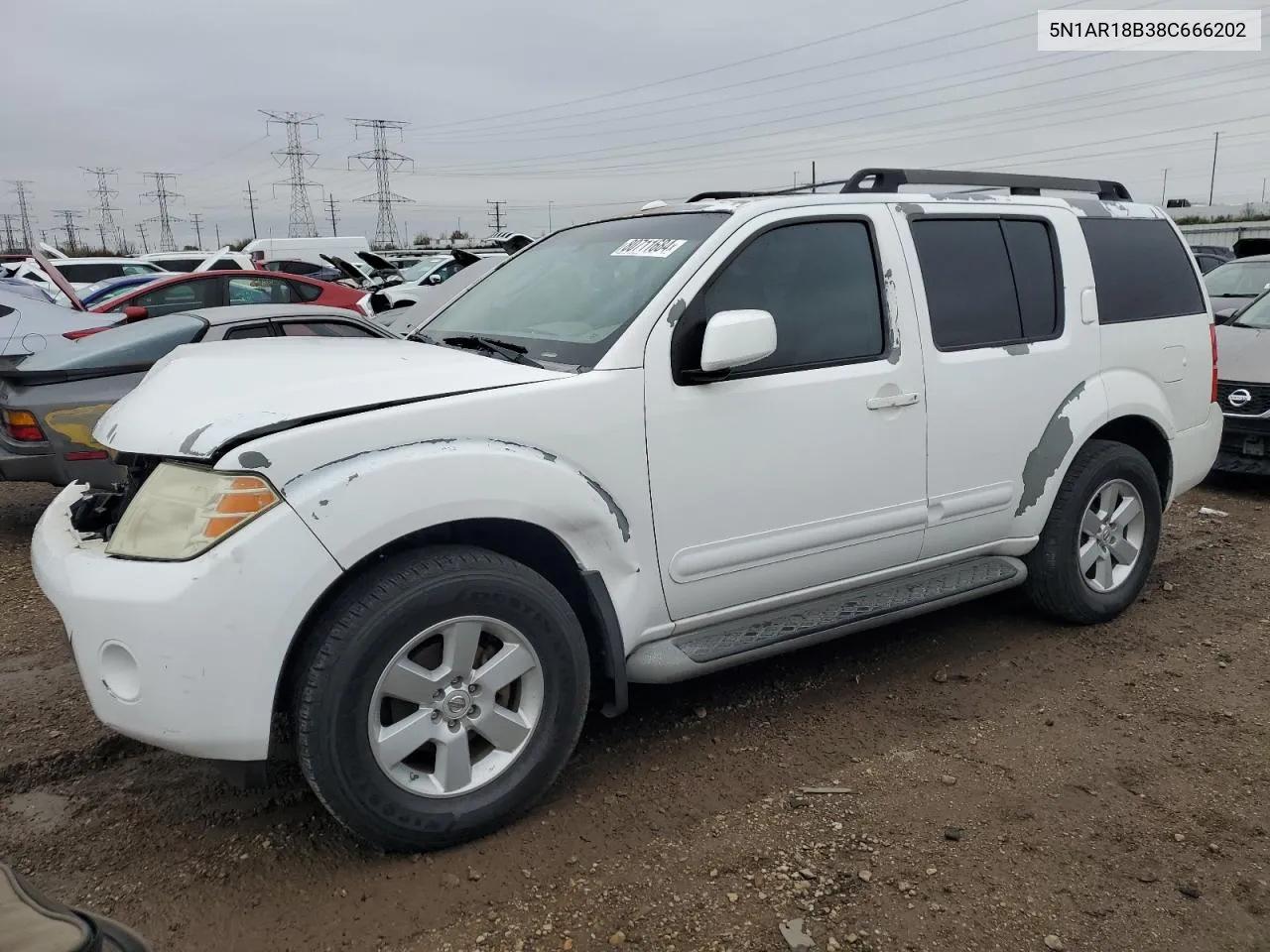 2008 Nissan Pathfinder S VIN: 5N1AR18B38C666202 Lot: 80711684