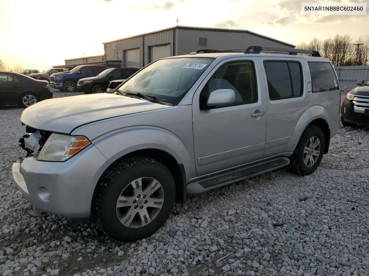 2011 Nissan Pathfinder S VIN: 5N1AR1NB8BC602460 Lot: 78078734