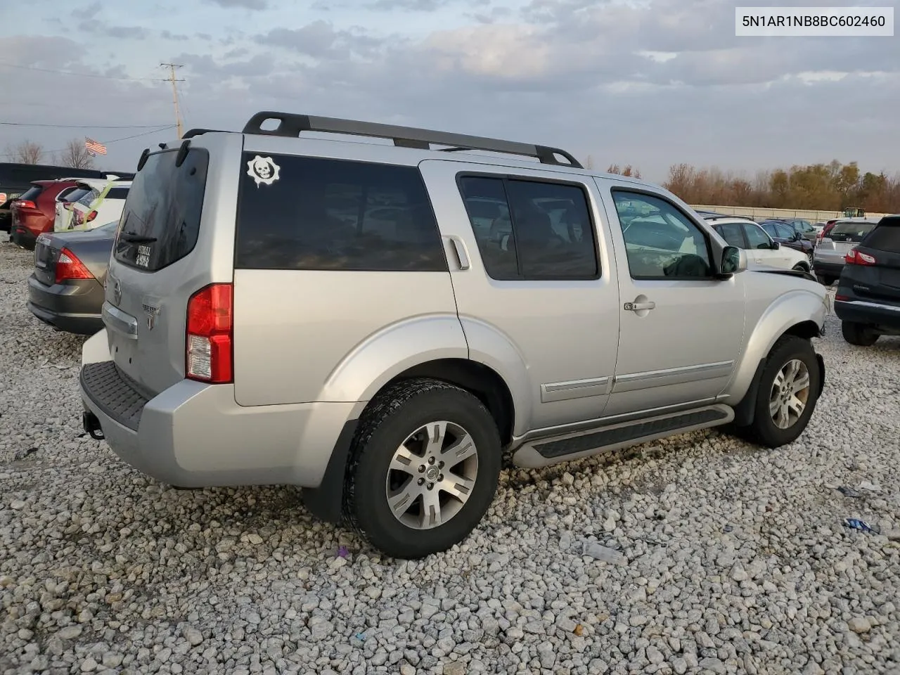 2011 Nissan Pathfinder S VIN: 5N1AR1NB8BC602460 Lot: 78078734