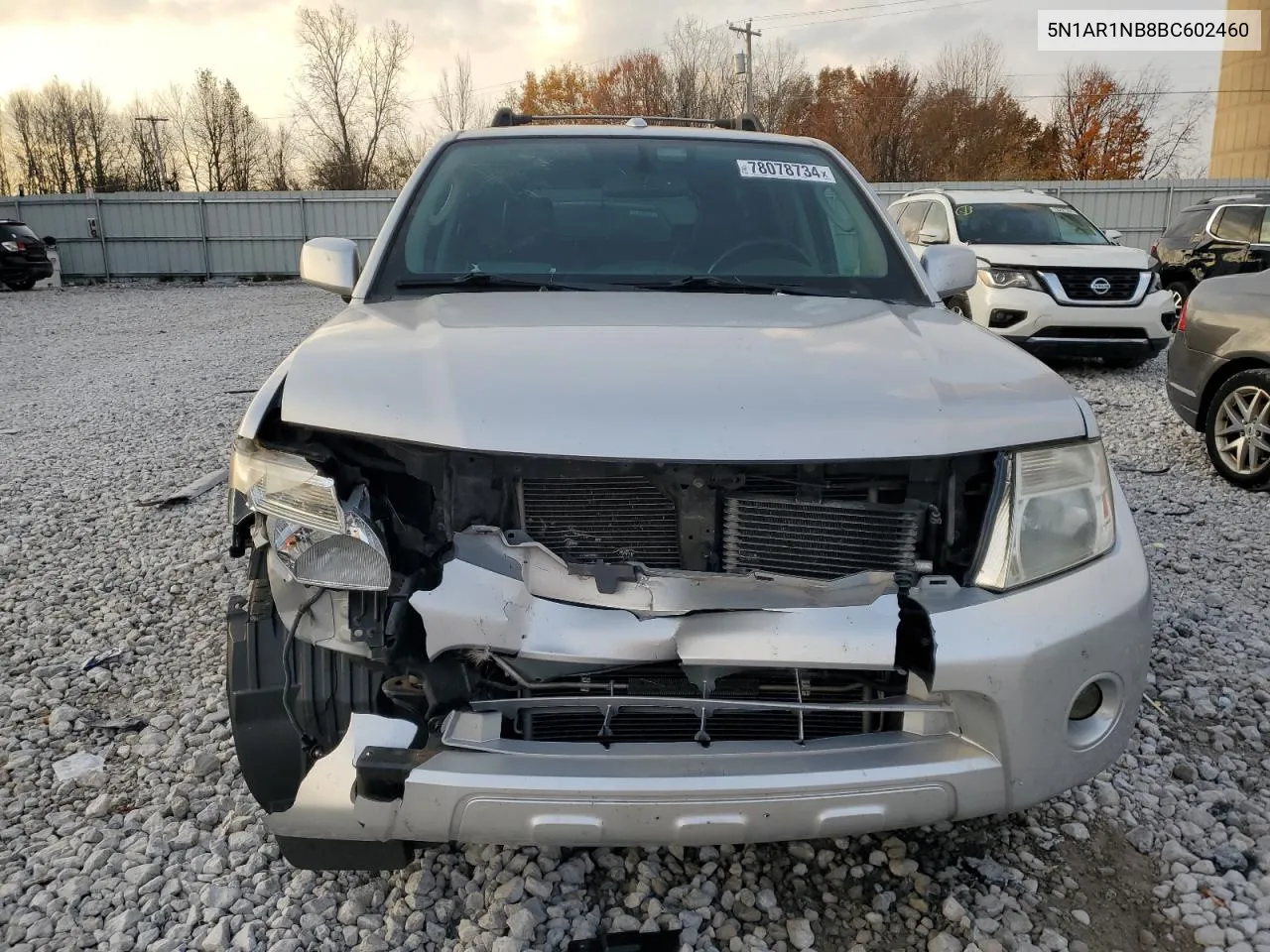 2011 Nissan Pathfinder S VIN: 5N1AR1NB8BC602460 Lot: 78078734