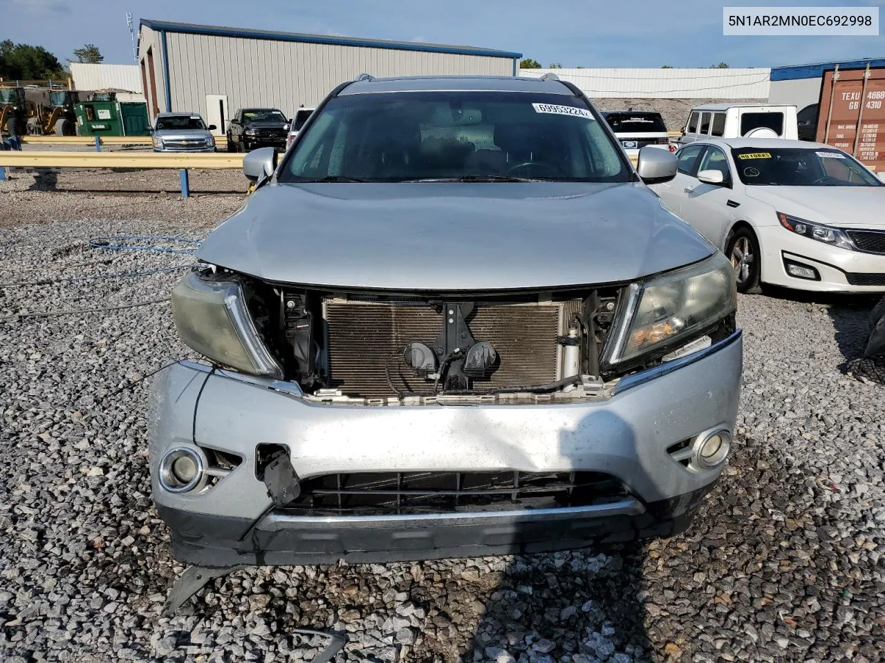 2014 Nissan Pathfinder S VIN: 5N1AR2MN0EC692998 Lot: 69953224