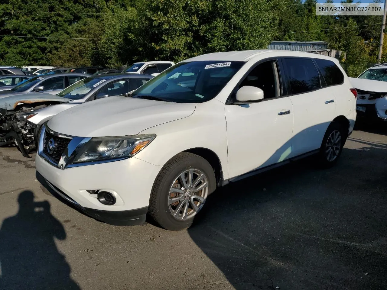 2014 Nissan Pathfinder S VIN: 5N1AR2MN8EC724807 Lot: 70031194