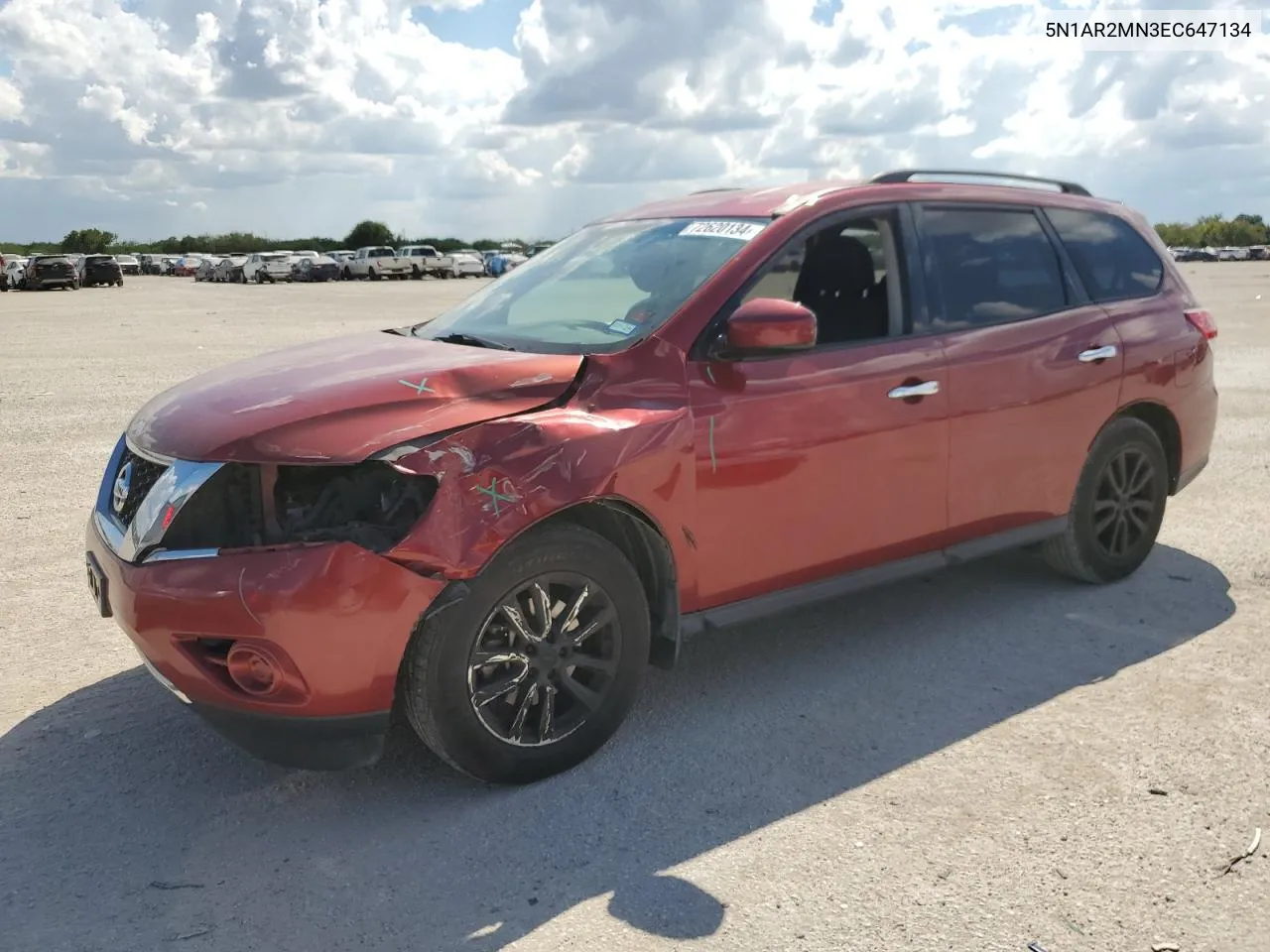 2014 Nissan Pathfinder S VIN: 5N1AR2MN3EC647134 Lot: 72620134