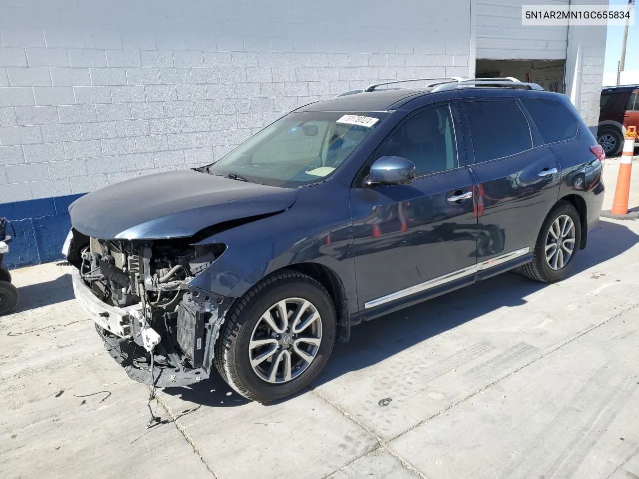 2016 Nissan Pathfinder S VIN: 5N1AR2MN1GC655834 Lot: 73178024