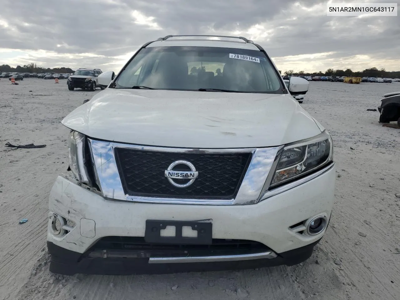 2016 Nissan Pathfinder S VIN: 5N1AR2MN1GC643117 Lot: 78189164