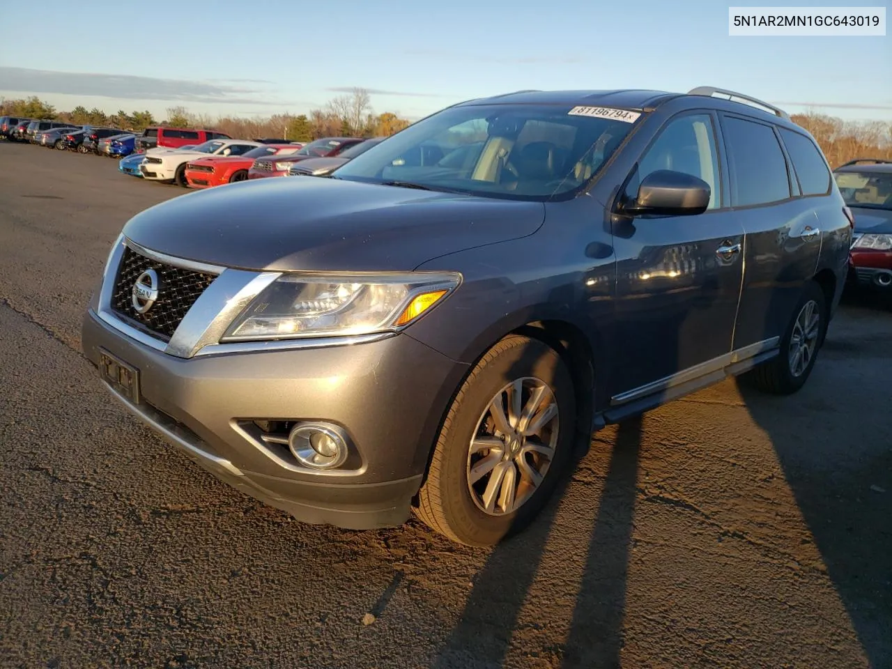 2016 Nissan Pathfinder S VIN: 5N1AR2MN1GC643019 Lot: 81196794