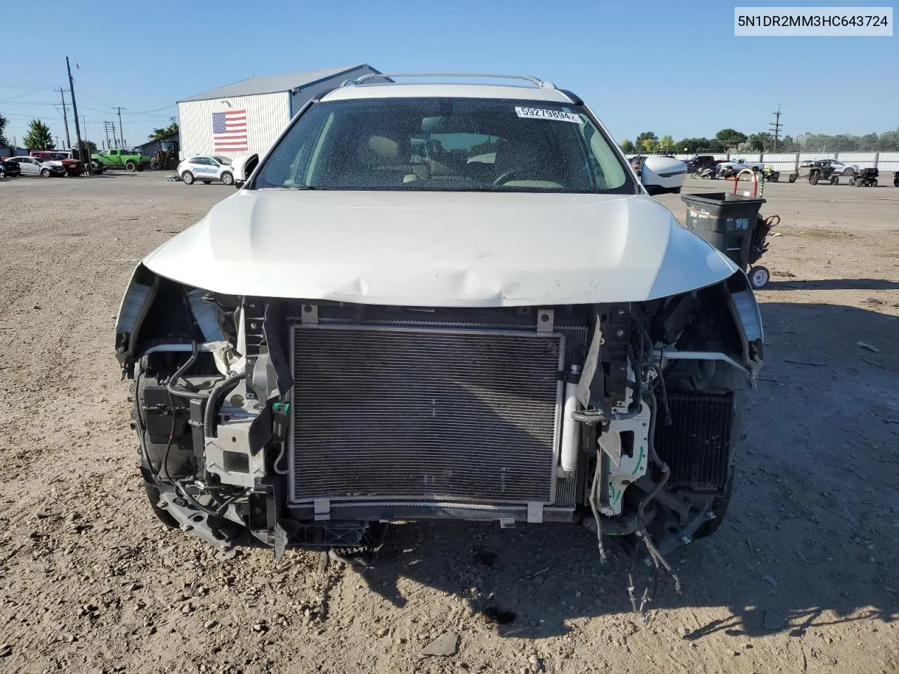 2017 Nissan Pathfinder S VIN: 5N1DR2MM3HC643724 Lot: 59279894