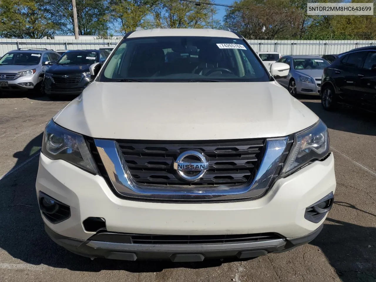 2017 Nissan Pathfinder S VIN: 5N1DR2MM8HC643699 Lot: 74265784