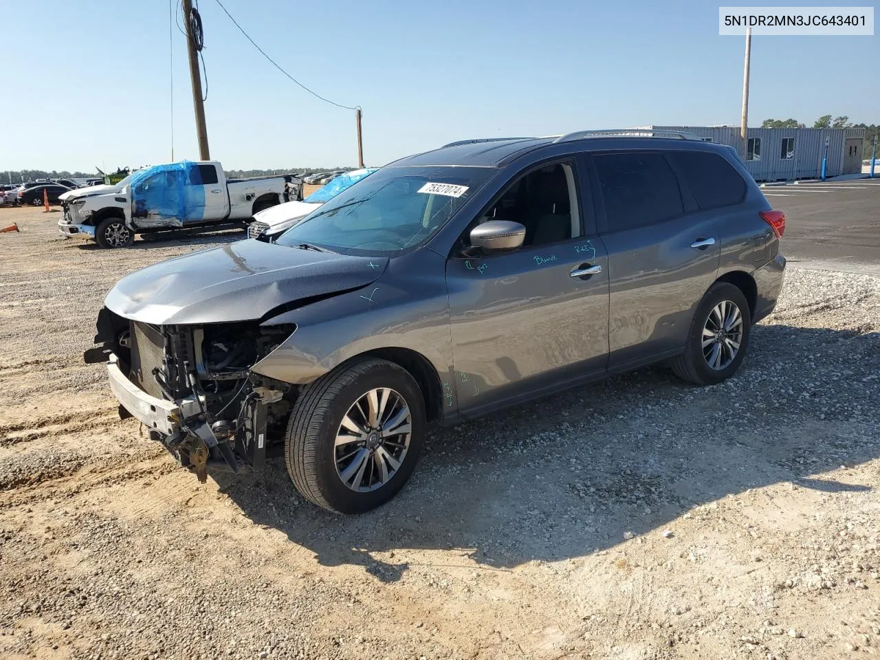 2018 Nissan Pathfinder S VIN: 5N1DR2MN3JC643401 Lot: 75327074