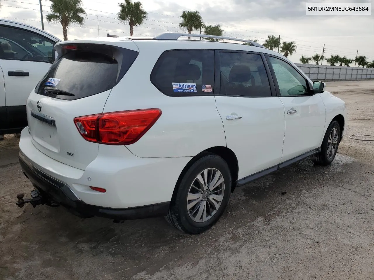 2018 Nissan Pathfinder S VIN: 5N1DR2MN8JC643684 Lot: 75762254