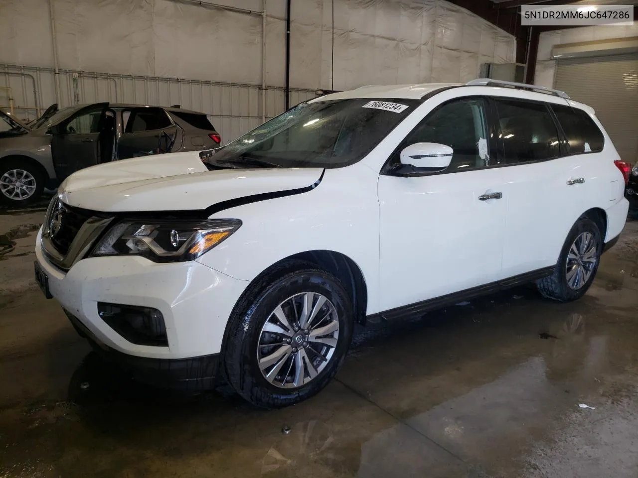 2018 Nissan Pathfinder S VIN: 5N1DR2MM6JC647286 Lot: 76081234