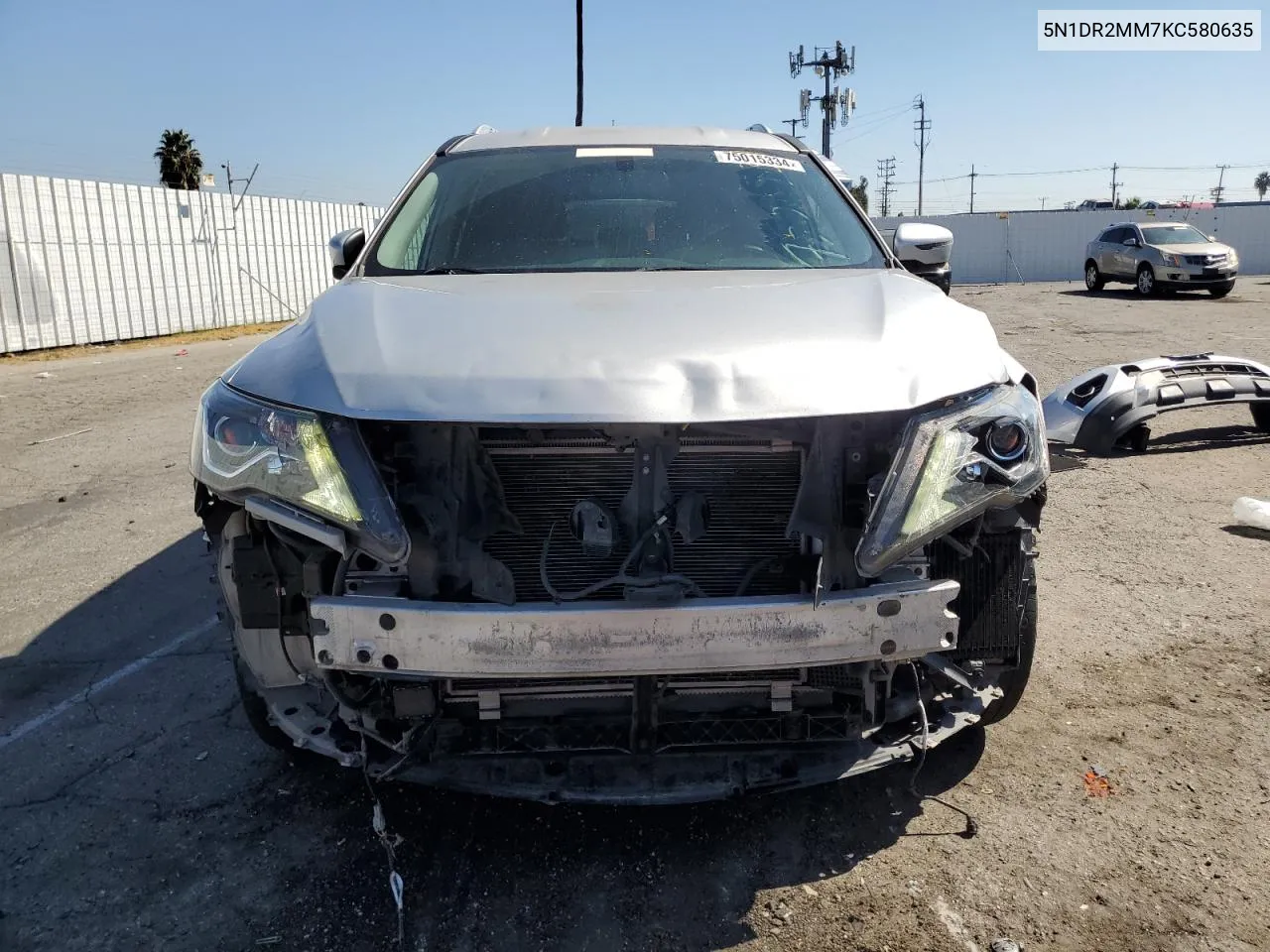 2019 Nissan Pathfinder S VIN: 5N1DR2MM7KC580635 Lot: 75015334