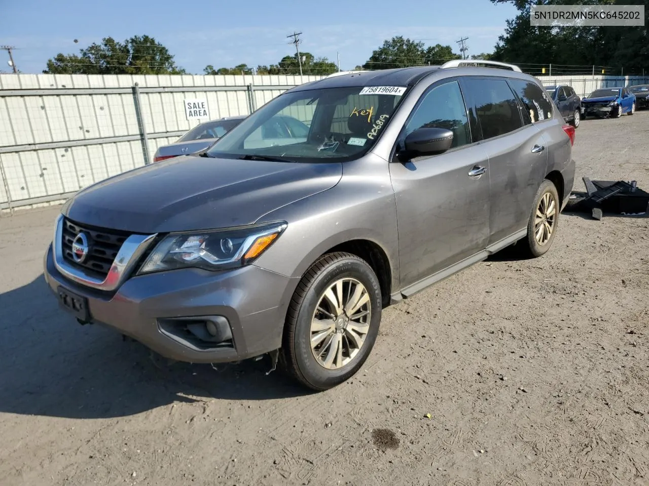 2019 Nissan Pathfinder S VIN: 5N1DR2MN5KC645202 Lot: 75819604