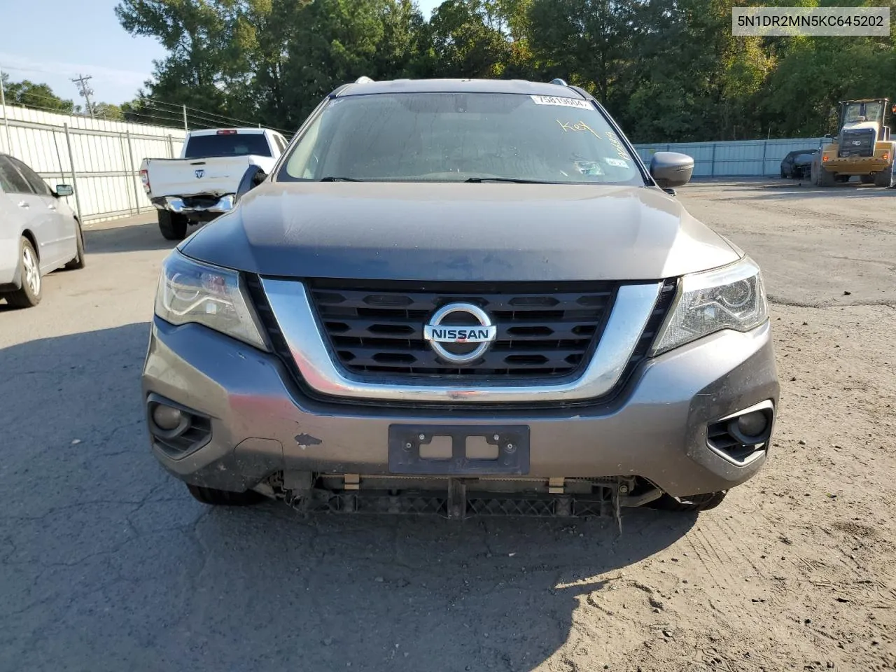 2019 Nissan Pathfinder S VIN: 5N1DR2MN5KC645202 Lot: 75819604