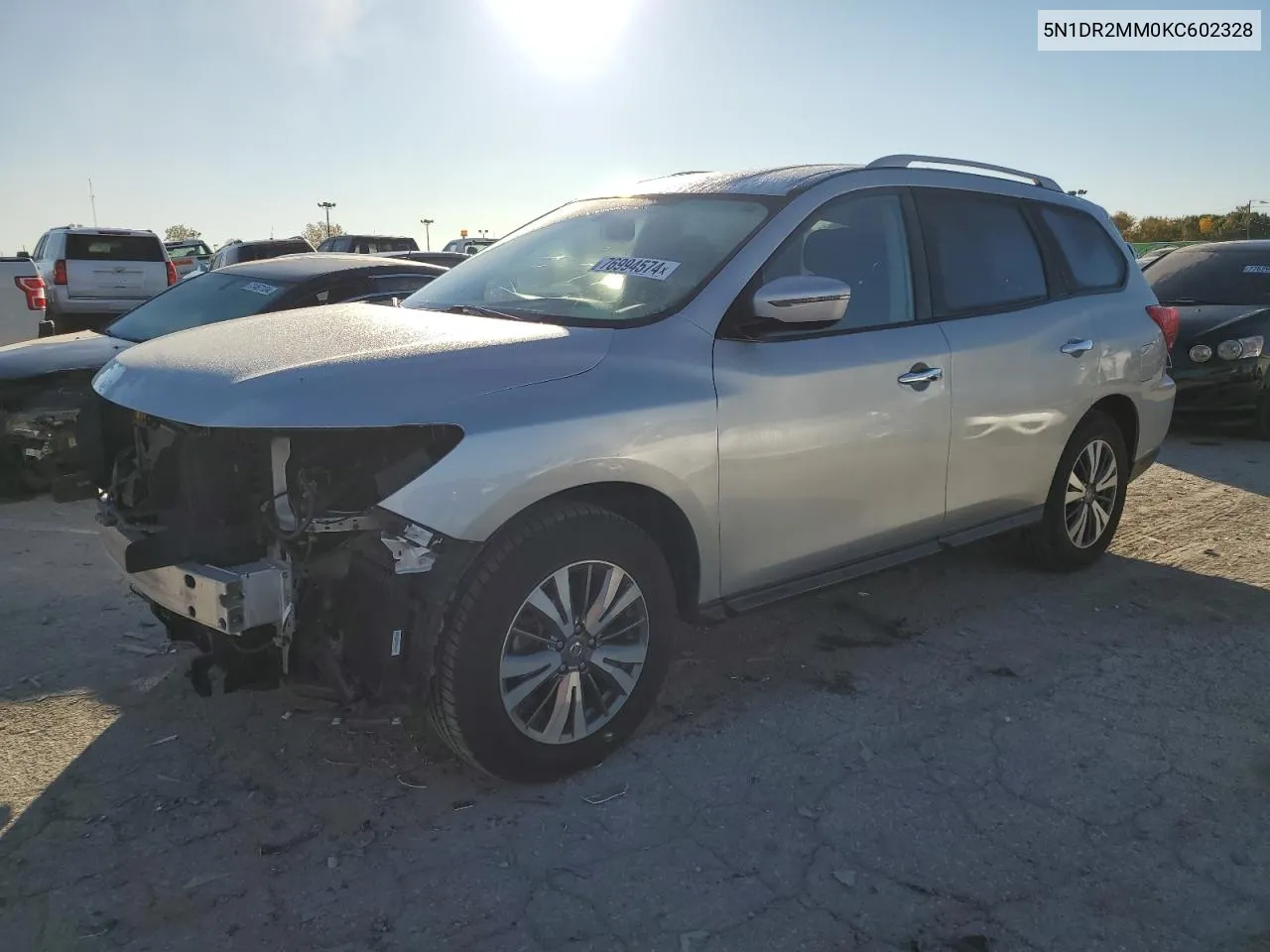 2019 Nissan Pathfinder S VIN: 5N1DR2MM0KC602328 Lot: 76994574