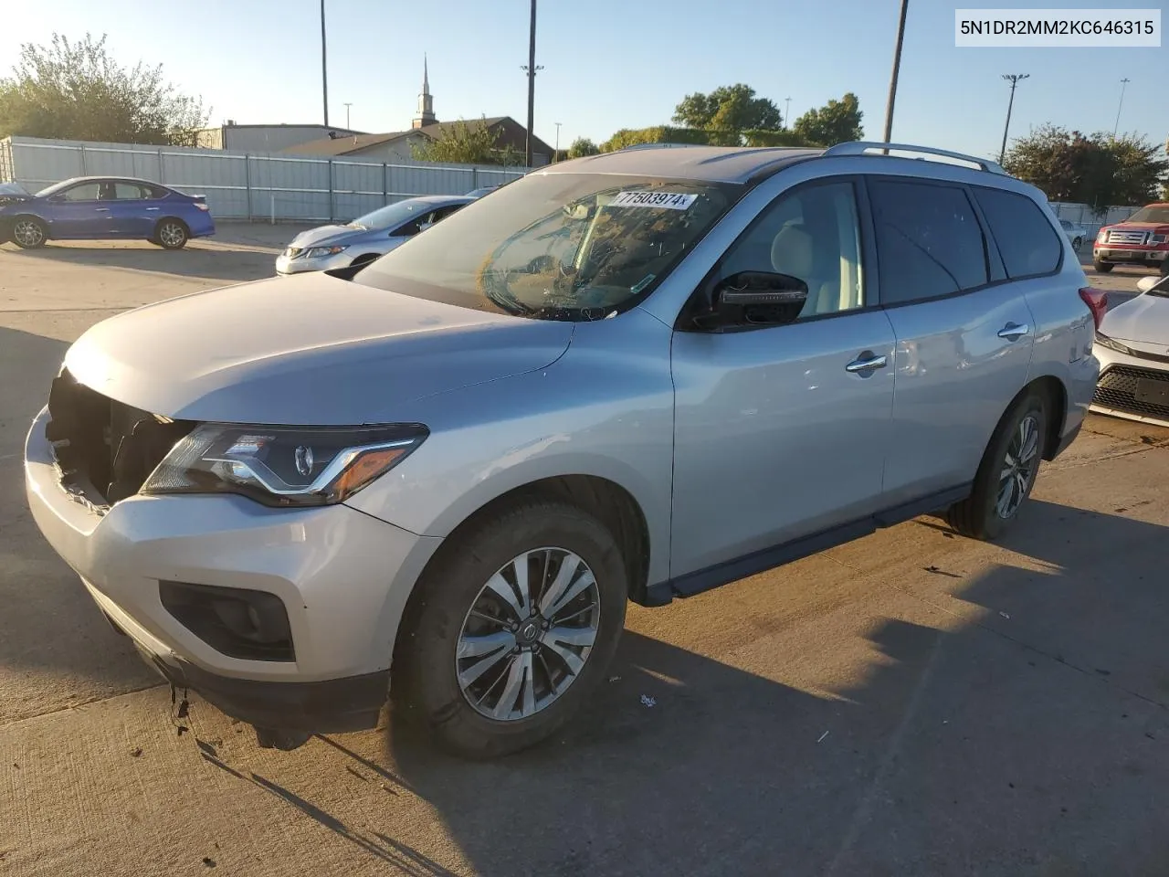 2019 Nissan Pathfinder S VIN: 5N1DR2MM2KC646315 Lot: 77503974