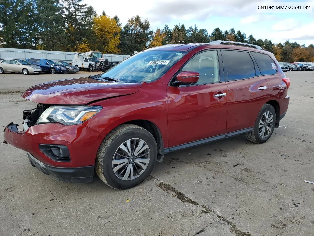 2019 Nissan Pathfinder S VIN: 5N1DR2MM7KC591182 Lot: 78038434