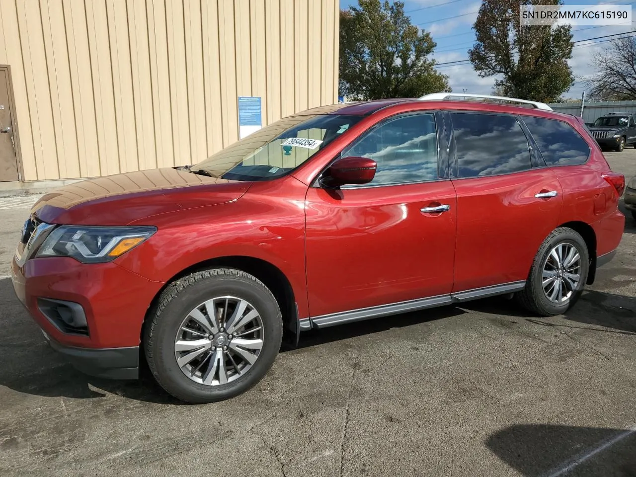 2019 Nissan Pathfinder S VIN: 5N1DR2MM7KC615190 Lot: 79544354