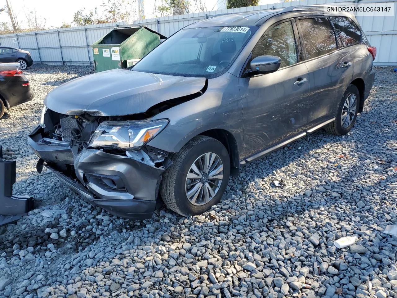 2020 Nissan Pathfinder S VIN: 5N1DR2AM6LC643147 Lot: 77623614