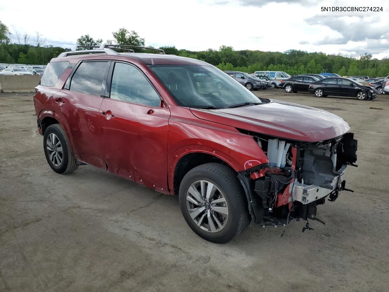 2022 Nissan Pathfinder Sl VIN: 5N1DR3CC8NC274224 Lot: 55898514