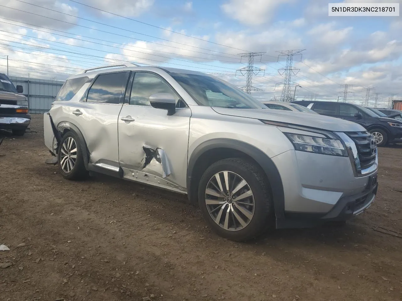 2022 Nissan Pathfinder Platinum VIN: 5N1DR3DK3NC218701 Lot: 78553414