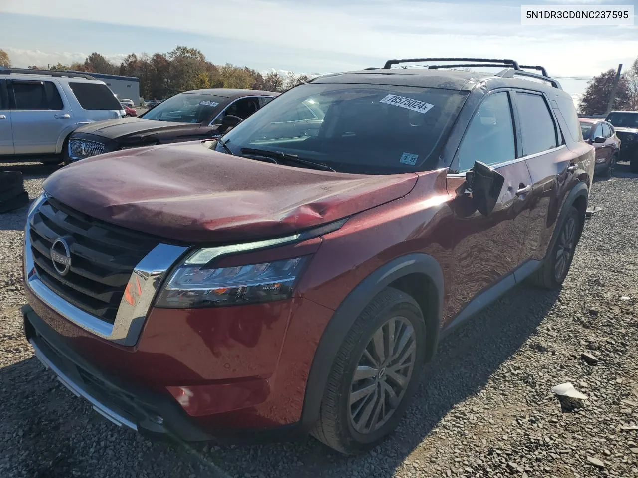 2022 Nissan Pathfinder Sl VIN: 5N1DR3CD0NC237595 Lot: 78575024